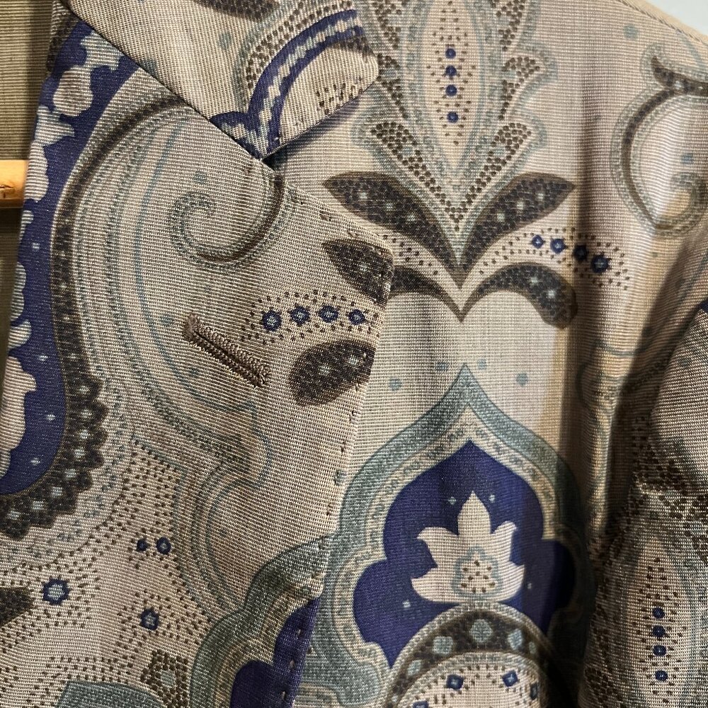 ETRO Taupe/Purple/Olive Paisley Blazer Men's 40R - Picture 3 of 12